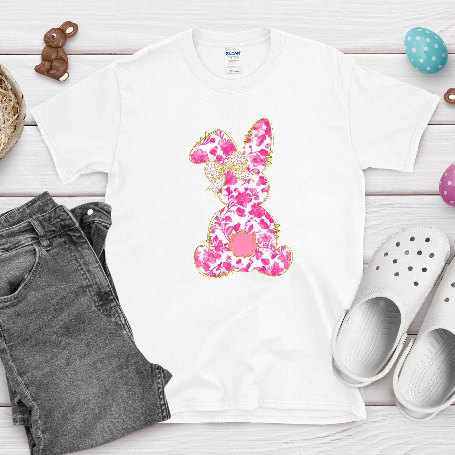 Pink floral bunny
