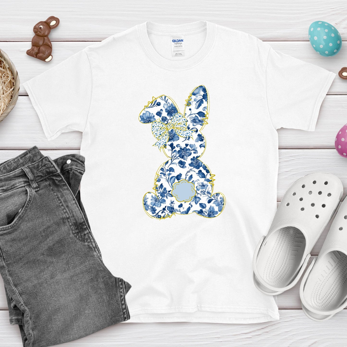 Blue floral bunny